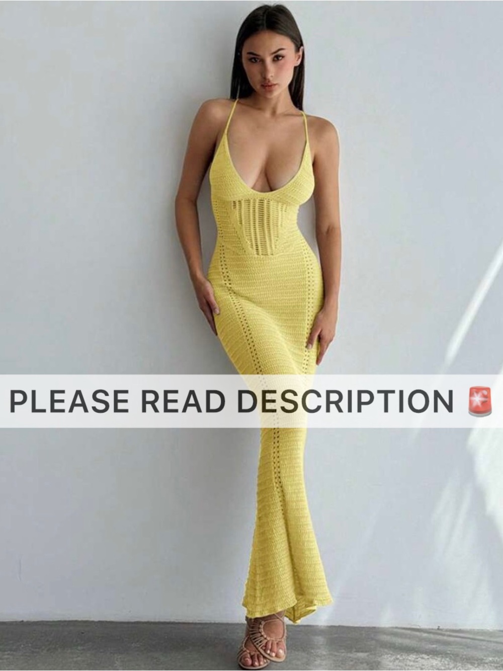 Sunshine Crochet Maxi Dress with Spaghetti Straps